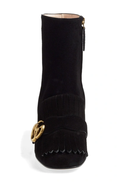 Shop Gucci Gg Marmont Fringe Bootie In Black