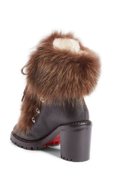 Shop Christian Louboutin Fanny Genuine Fur Boot In Black Leather