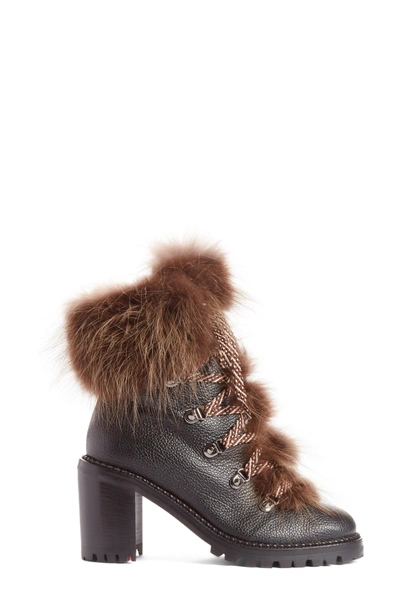 Shop Christian Louboutin Fanny Genuine Fur Boot In Black Leather
