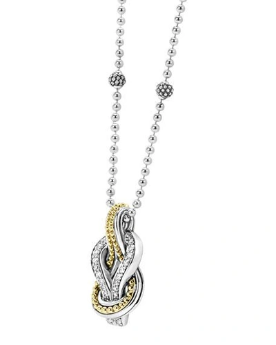 Shop Lagos Newport 18k Gold Diamond Rope Pendant Necklace In Silver