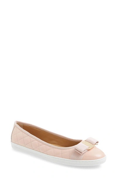 Shop Ferragamo Rufina Quilted Skimmer Flat (women) In Pink