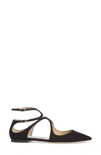 Shop Jimmy Choo Lancer Ankle Strap Flat In Black