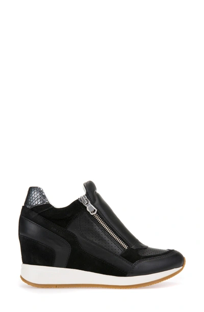 Shop Geox Nydame Wedge Sneaker In Black Leather