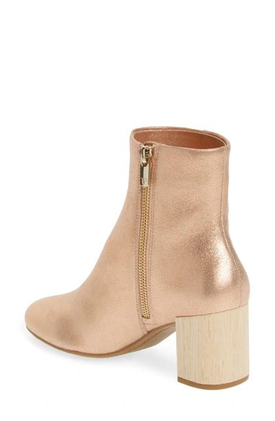 Shop Taryn Rose Cassidy Block Heel Bootie In Rose Gold Leather