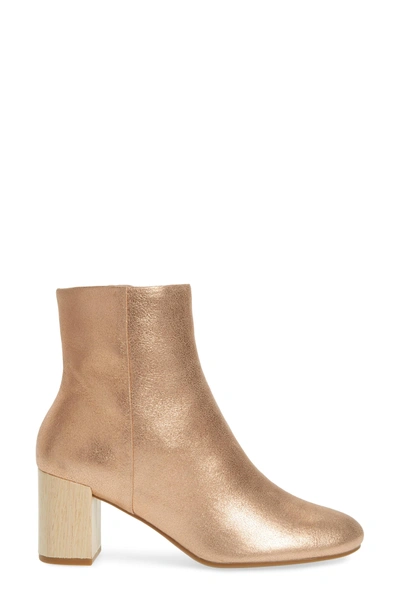 Shop Taryn Rose Cassidy Block Heel Bootie In Rose Gold Leather