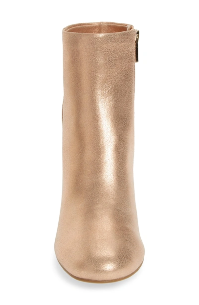 Shop Taryn Rose Cassidy Block Heel Bootie In Rose Gold Leather