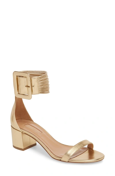 Shop Aquazzura Casablanca Ankle Cuff Sandal In Soft Gold