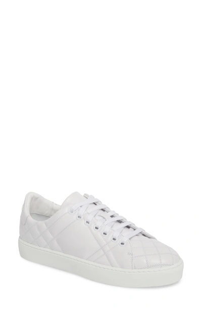 Shop Burberry Check Quilted Leather Sneaker In White Leather