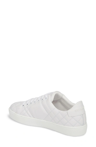 Shop Burberry Check Quilted Leather Sneaker In White Leather