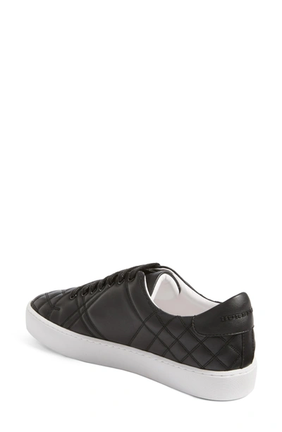 Shop Burberry Check Quilted Leather Sneaker In Black Leather