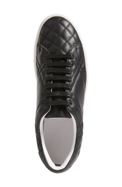 Shop Burberry Check Quilted Leather Sneaker In Black Leather
