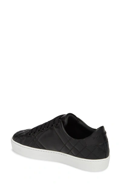 Shop Burberry Check Quilted Leather Sneaker In Black Leather