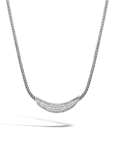 Shop John Hardy Classic Chain Silver Diamond Arch Necklace, 18" In White/silver