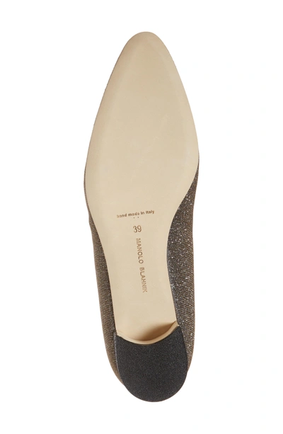 Shop Manolo Blahnik Liston Metallic Quarter Strap Pump In Bronze