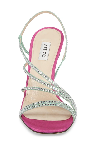 Shop Attico Crystal Embellished Strappy Sandal In Pink/ Silver