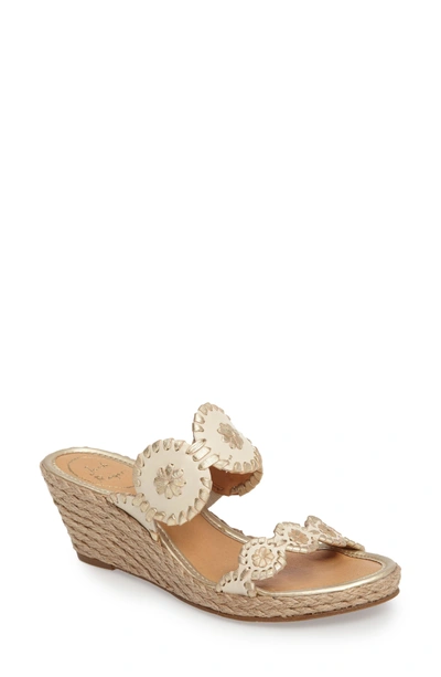 Shop Jack Rogers 'shelby' Whipstitched Wedge Sandal In Bone/ Gold Leather