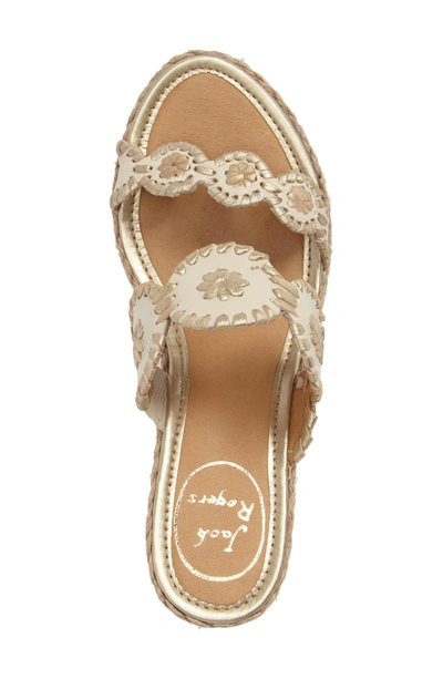 Shop Jack Rogers 'shelby' Whipstitched Wedge Sandal In Bone/ Gold Leather