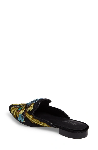 Shop Jeffrey Campbell Claes Applique Loafer Mule In Black Velvet Combo