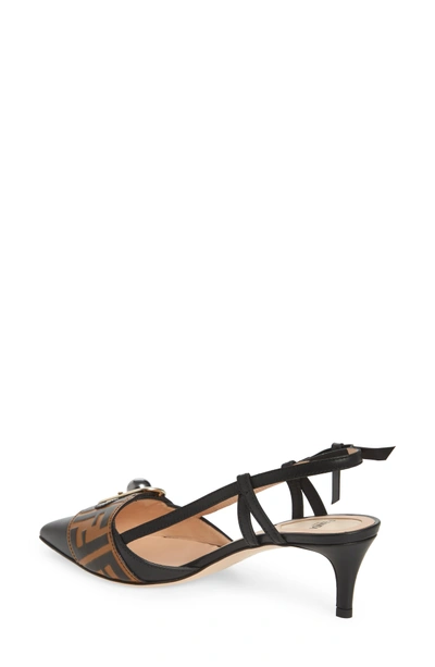 Shop Fendi Pearland Slingback Sandal In Black/ Brown