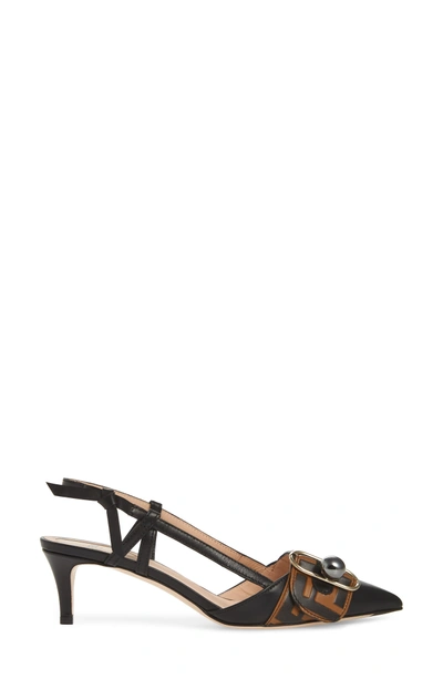 Shop Fendi Pearland Slingback Sandal In Black/ Brown