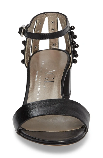 Shop Agl Attilio Giusti Leombruni Embellished Ankle Strap Sandal In Black Leather
