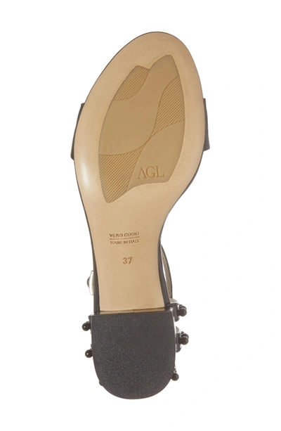 Shop Agl Attilio Giusti Leombruni Embellished Ankle Strap Sandal In Black Leather