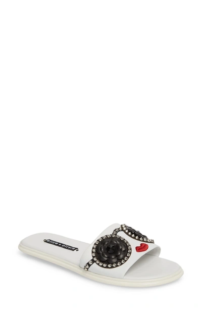 Shop Alice And Olivia Tasha Slide Sandal In White/ Black/ Red