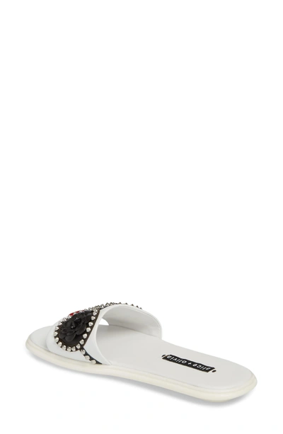 Shop Alice And Olivia Tasha Slide Sandal In White/ Black/ Red