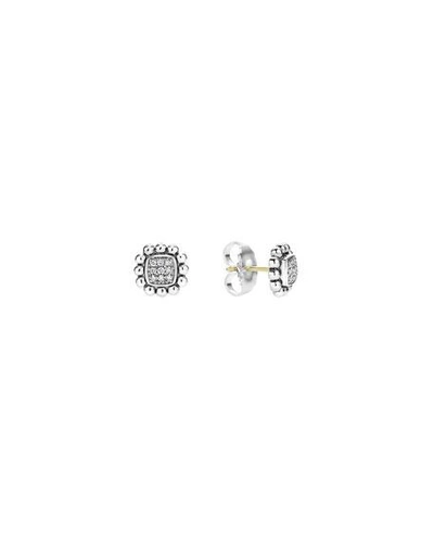 Shop Lagos 10mm Caviar Spark Diamond Stud Earrings In Silver