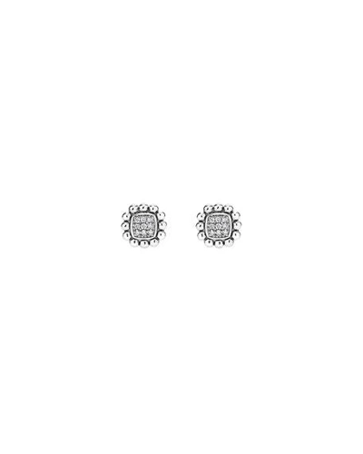 Shop Lagos 10mm Caviar Spark Diamond Stud Earrings In Silver