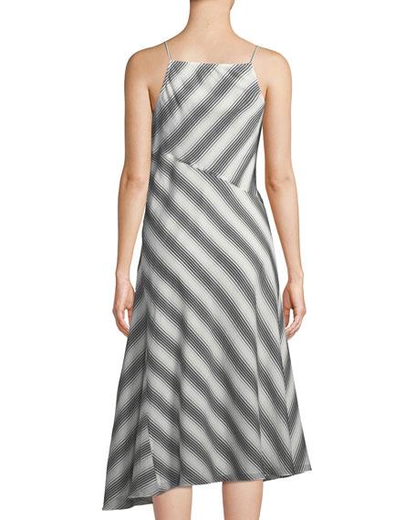 Theory Summer Athens Spaghetti-strap Striped Dress In Ivory/ Black ...