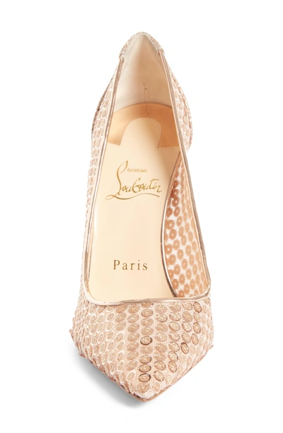Shop Christian Louboutin Cabaret Sequin Pointy Toe Pump In Nude