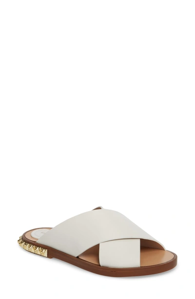 Shop Stuart Weitzman Rockrose Studded Slide Sandal In Off White Arizona