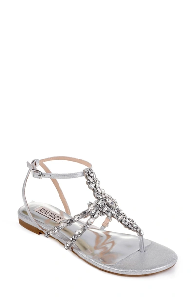 Badgley Mischka Women s Hampden Embellished Satin Thong Sandals In