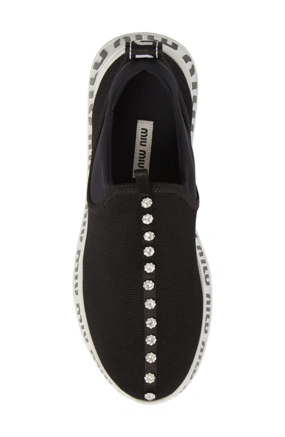 Shop Miu Miu Logo Slip-on Sneaker In Black