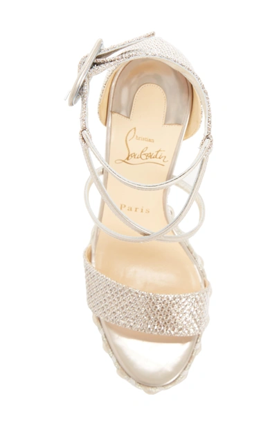 Shop Christian Louboutin Cataclou Espadrille Wedge Sandal In Nude/ Light Gold