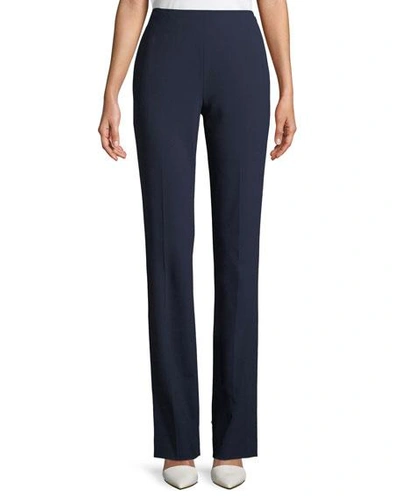 Shop Ralph Lauren Alandra Straight-leg Wool Pants In Navy