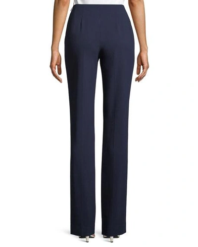 Shop Ralph Lauren Alandra Straight-leg Wool Pants In Navy