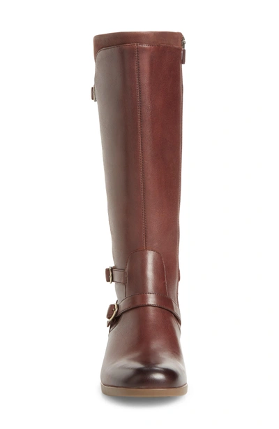 Shop Dansko Lorna Tall Boot In Wine Burnished Nappa Leather