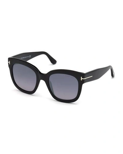 Shop Tom Ford Beatrix Square Plastic Sunglasses In Black Pattern