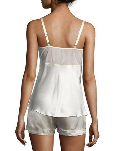 Shop Josie Natori Lace-top Silk Camisole In Warm White