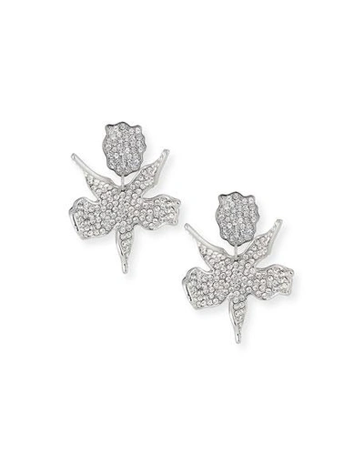Shop Lele Sadoughi Crystal Lily Statement Earrings In Silver