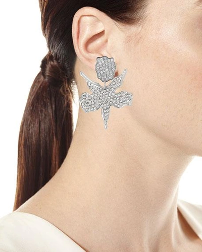 Shop Lele Sadoughi Crystal Lily Statement Earrings In Silver