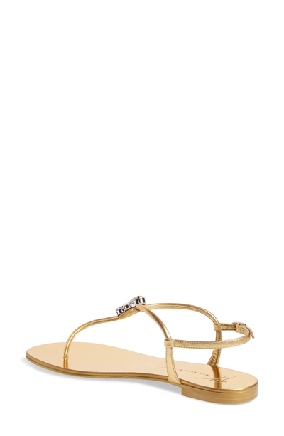 Shop Giuseppe Zanotti Crystal T-strap Sandal In Gold
