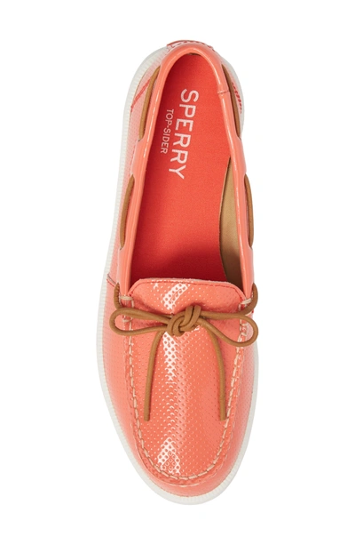 Shop Sperry Oasis Boat Shoe In Coral Patent Leather