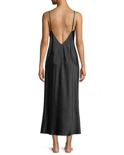 Shop Olivia Von Halle Issa Long Silk Nightgown In Black