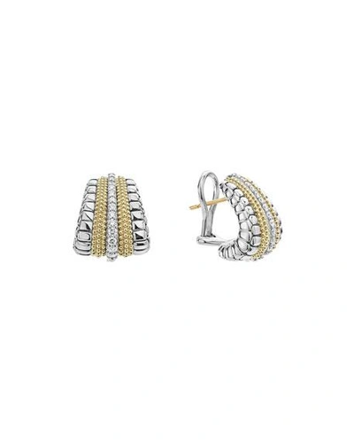 Shop Lagos Lux Large Earrings With Diamonds In Silver