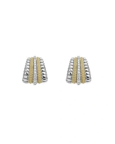Shop Lagos Lux Large Earrings With Diamonds In Silver