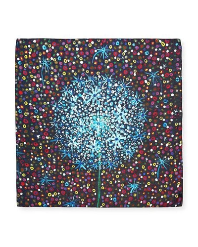 Mila & Such Hide Silk Dandelion Square Scarf, 100cm In Blue Pattern