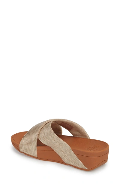 Shop Fitflop Lulu Cross Slide Sandal In Gold Shimmer Print